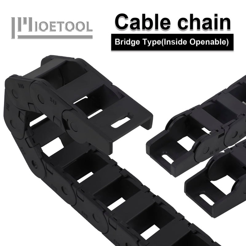 LMioEtool R45 20mm x 30mm(Inner H x Inner W) Black Plastic Cable Wire Carrier Drag Chain 1M Length for CNC, with End Connectors - Bridge Type (Inner Side openable) - Image 4